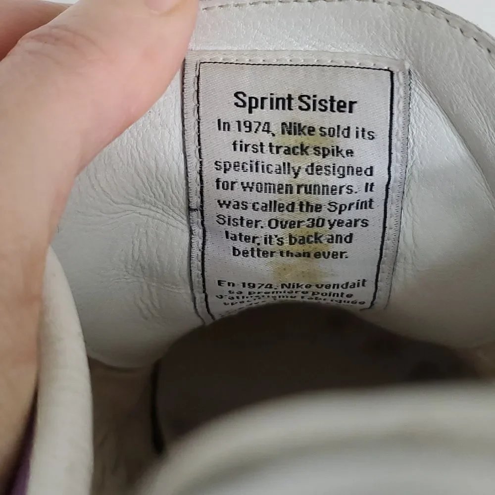 Nike Vintage Classic Sprint Sister Track Shoe Purple White Leather Size 10.5